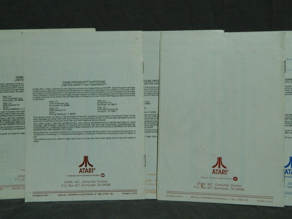 Atari Game Program Instruction Manuals (LOT of 5) Pac-Man + Night Driver +