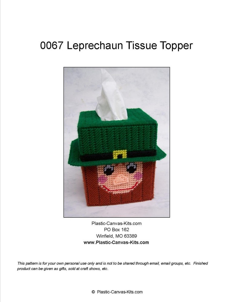 St. Patrick's Day Leprechaun Tissue Topper-Plastic Canvas Pattern or Kit