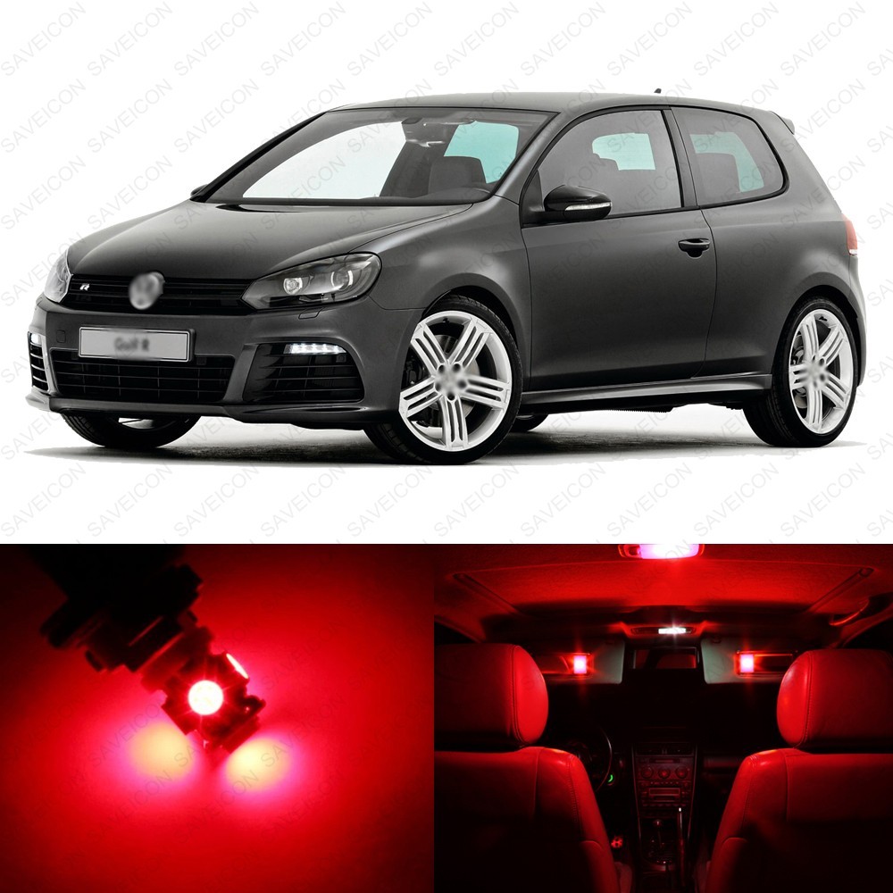 13 x Red LED Interior Light Package For 2010 - 2017 VW Golf GTi Mk6 + PRY TOOL