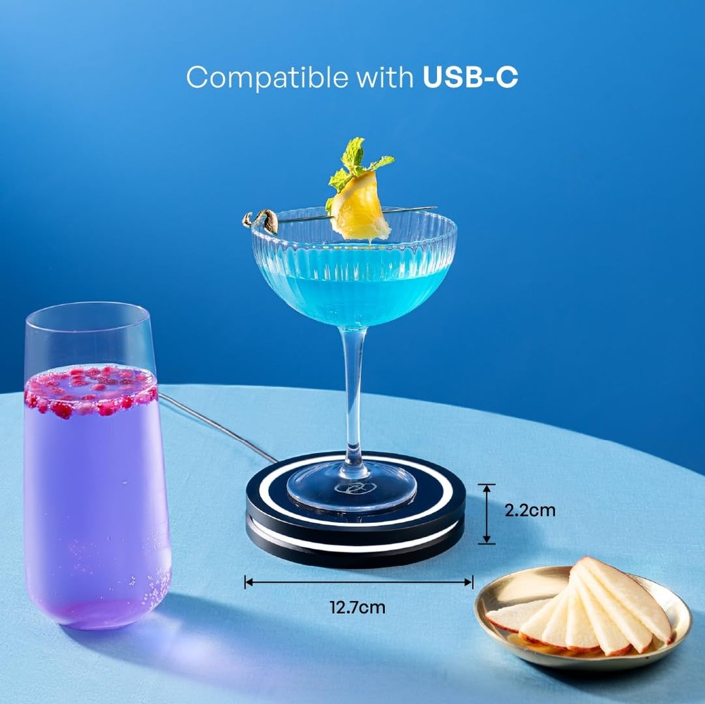 Smart Coaster 2.0 (Black) – Portable Cocktail Maker & Matte Black