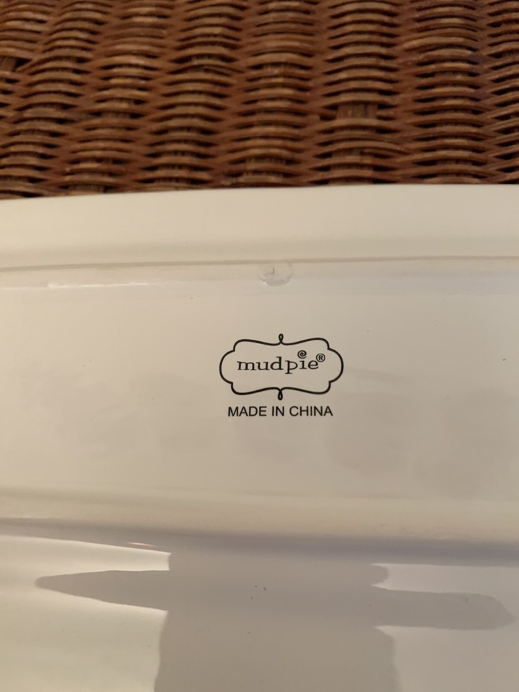 Mudpie “BELIEVE” White Ceramic 17” x 6” Platter/Tray Original Packaging