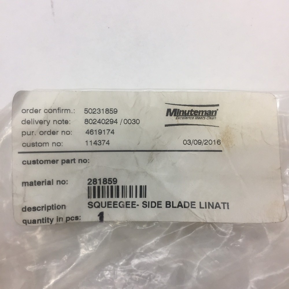 MINUTEMAN LINATEX RUBBER #281859 SQUEEGEE-SIDE BLADE