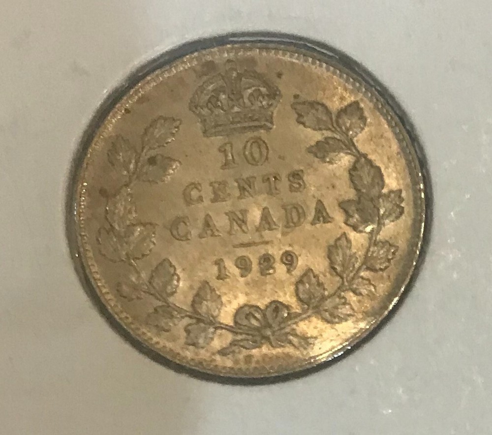 1929 Canada silver 10 cents Nice