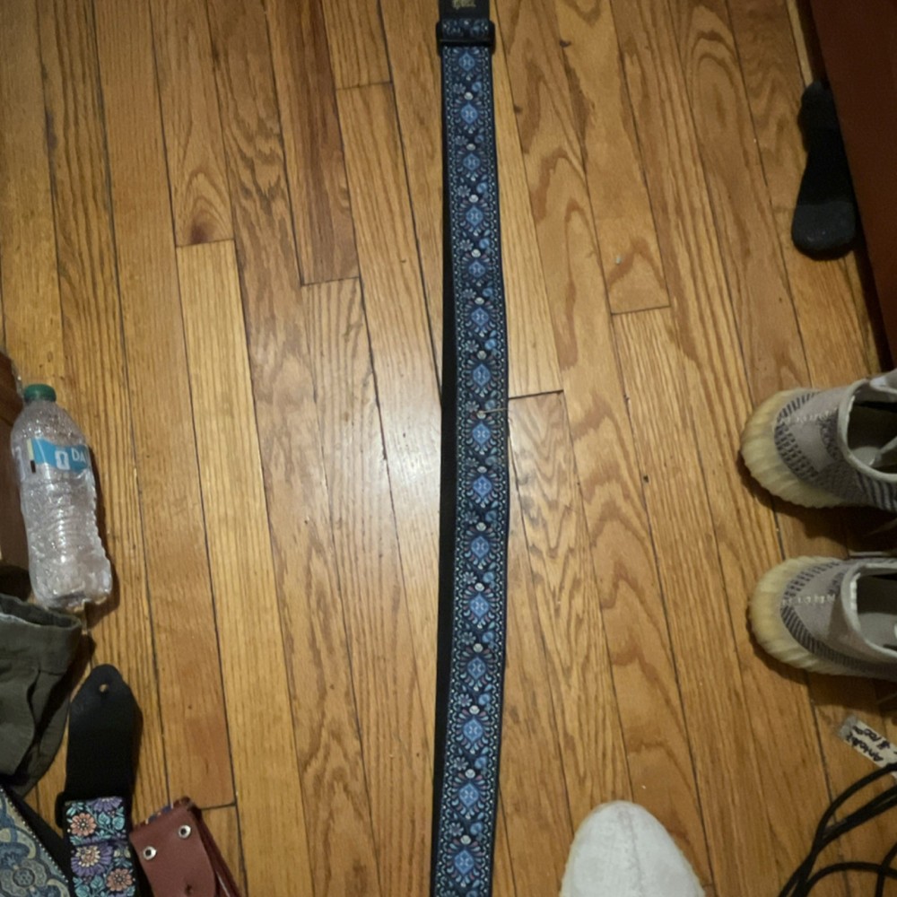 Black Blue Patterned Fabric Guitar Strap