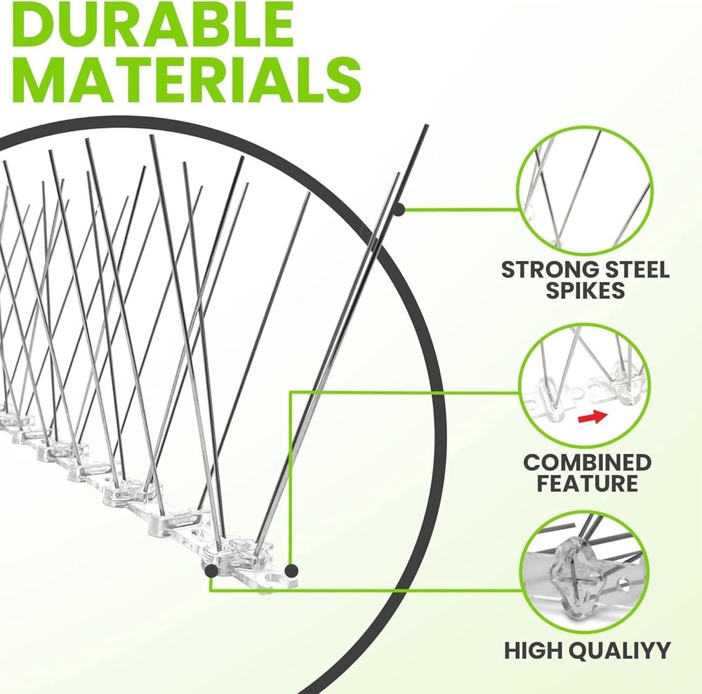 Versatile Bird Spikes - 12 Sections, Easy Install: Perfect for Pigeons & More