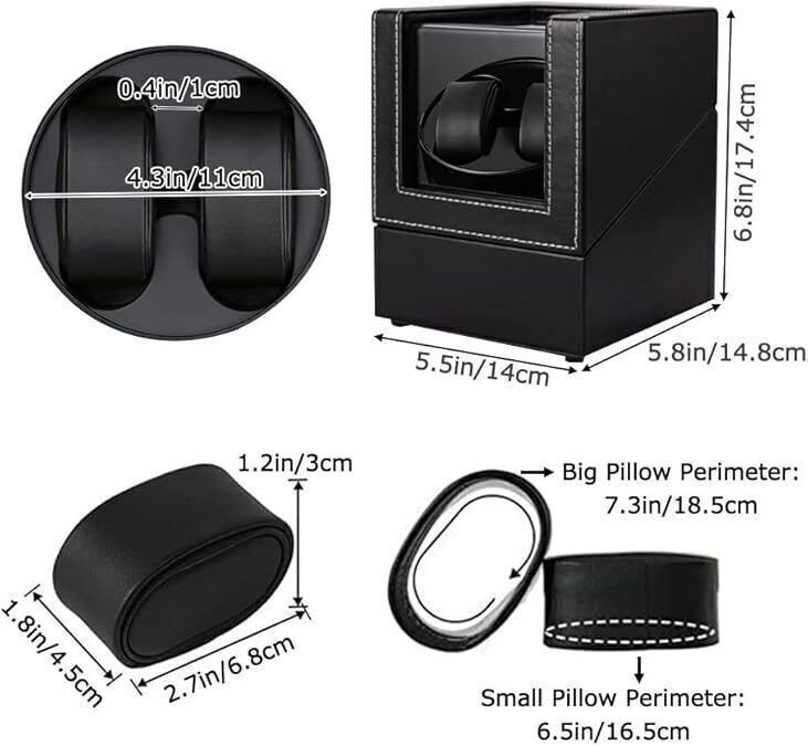 Automatic Rotation Double Watch Winder Box Leather Storage Display Case Gift US