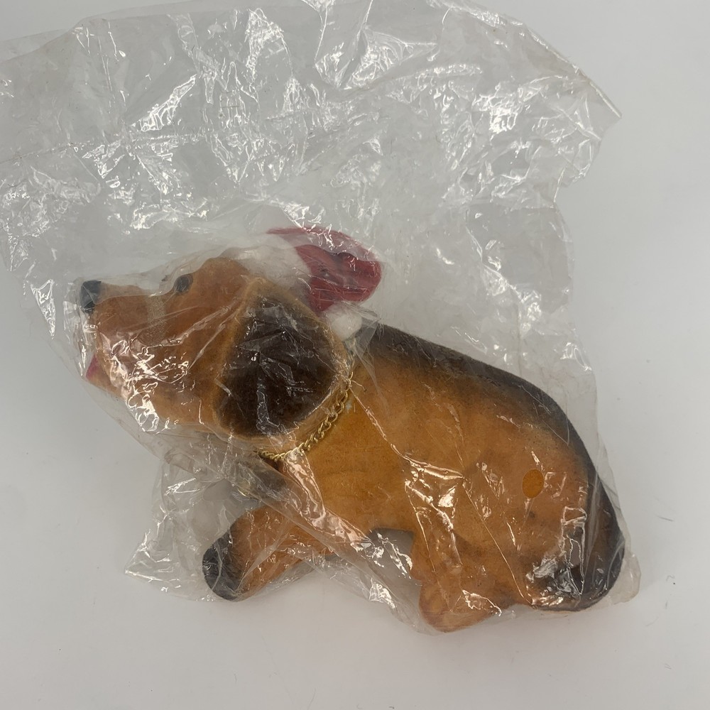Vtg Flocked Christmas dog