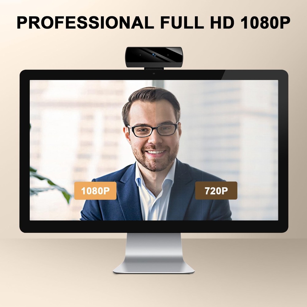 1080P HD Webcam with Microphone Auto Light Correction USB Web Camera Plug & Play