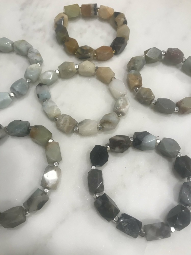 Amazonite barrel bead bracelet