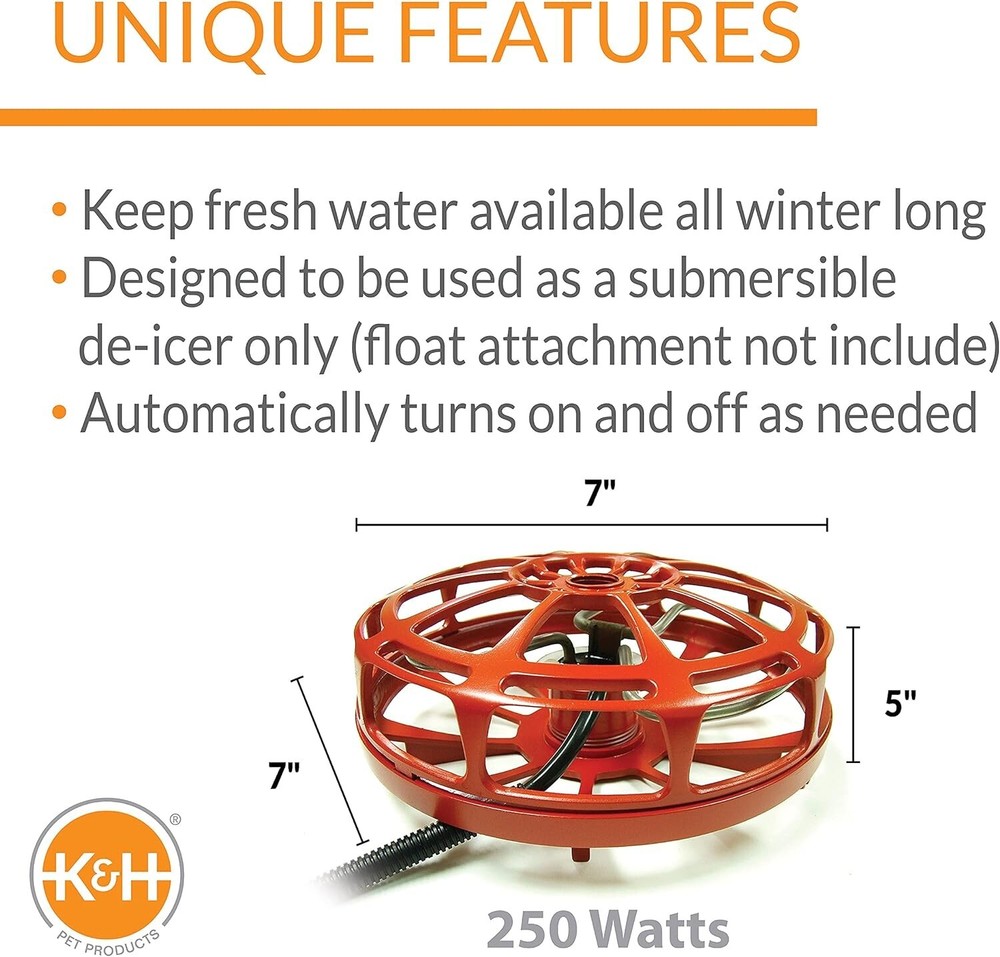Automatic Submersible Bucket Deicer - Keeps Water Ice-Free for Birds & Animals