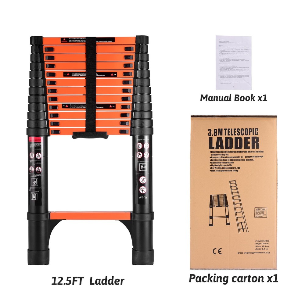 16.5FT Telescoping Ladder, Portable Extension Folding Ladder, Multi-Purpose Comp