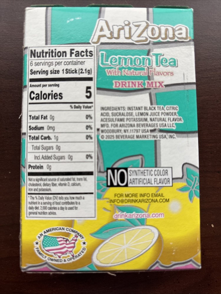 2 Arizona Lemon Tea Drink Mix Singles Go