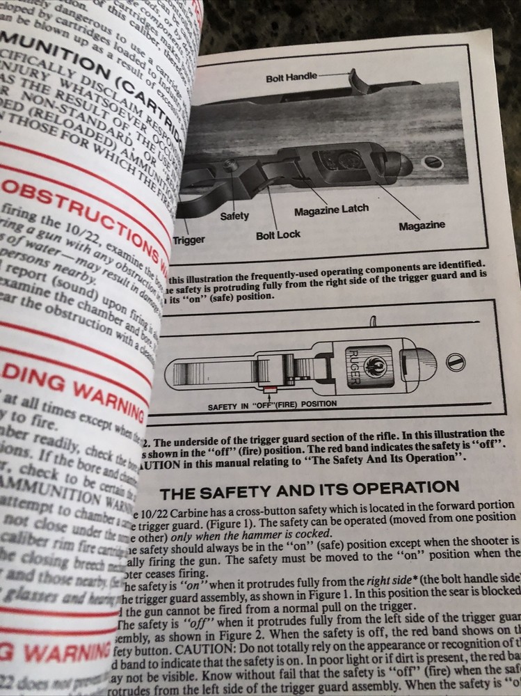 instruction manual for Ruger model 1022 carbine