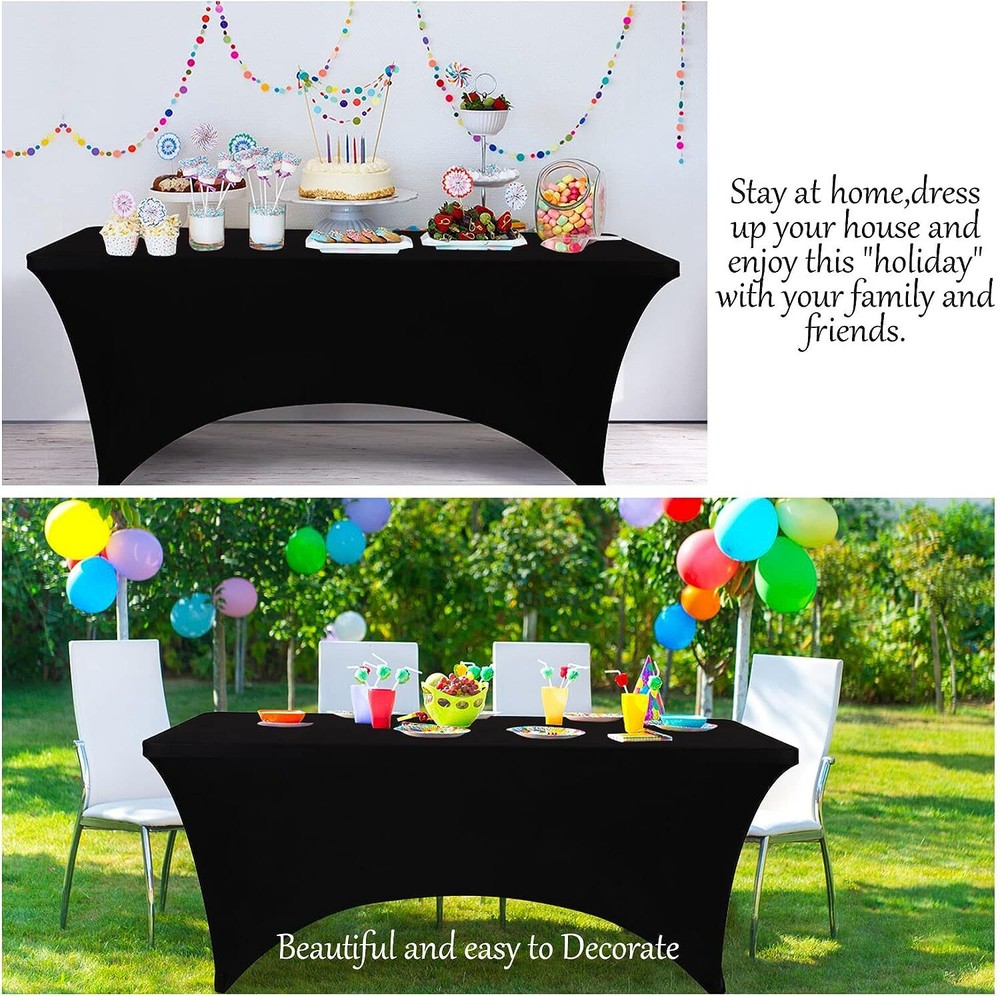 2PCS Spandex Fitted Tablecloth Rectangular Stretch Table Cover for Wedding Party