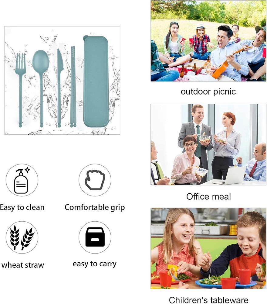 Camping Utensil Set, Reusable Utensils Set with Case