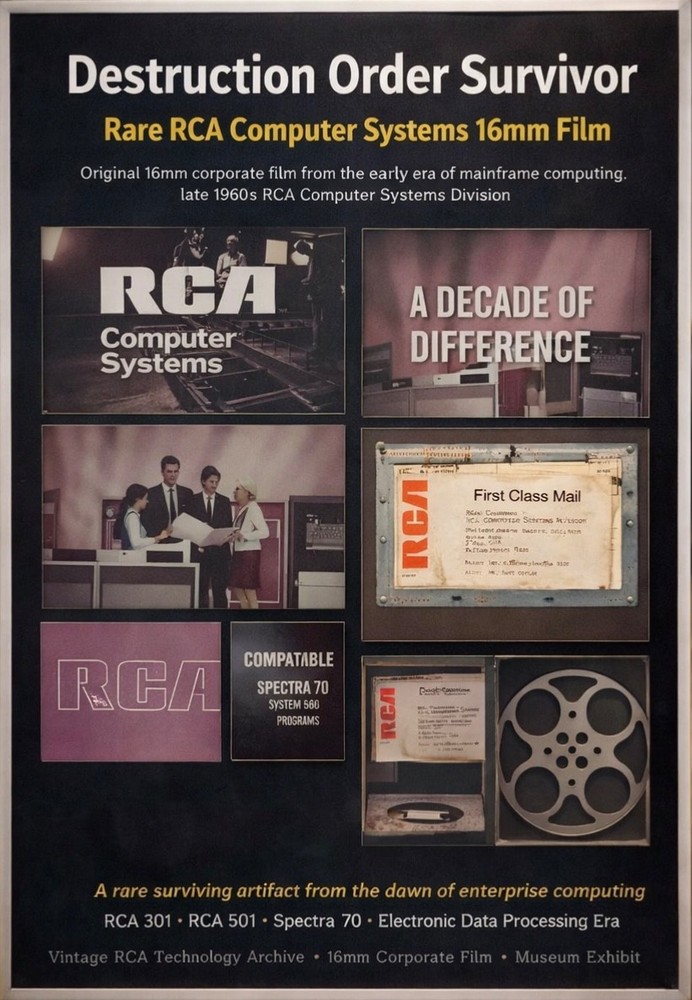 Vintage RCA Computer Systems 16mm Film Reel Early Mainframe Computing - 1960s