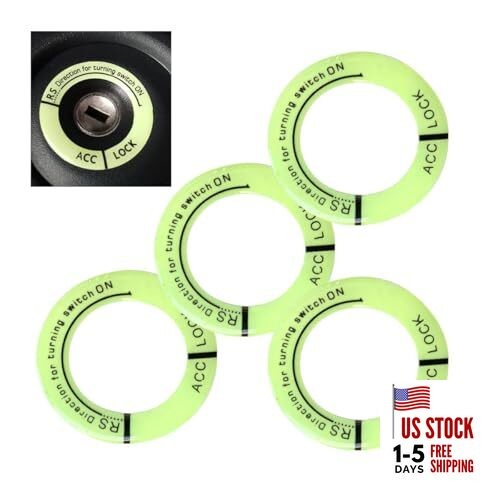 4PCS Ignition Switch Luminous Decoration Ring,Car Engine Start Stop Decoration
