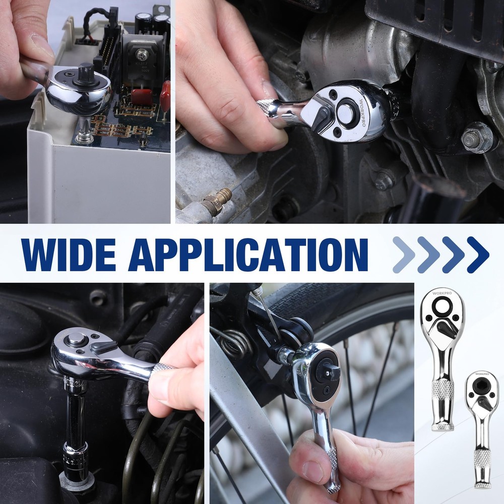 WORKPRO Stubby Ratchet & Bit 16 PCS & Driver Set, Silver