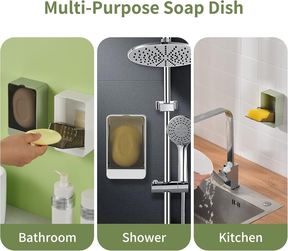 Versatile Wall Mounted Soap Holder - 2 Pack for Bathroom & Kitchen Use