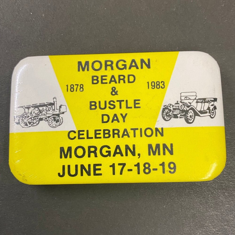 Morgan Beard & Bustle Day Celebration Pinback Button Rectangular