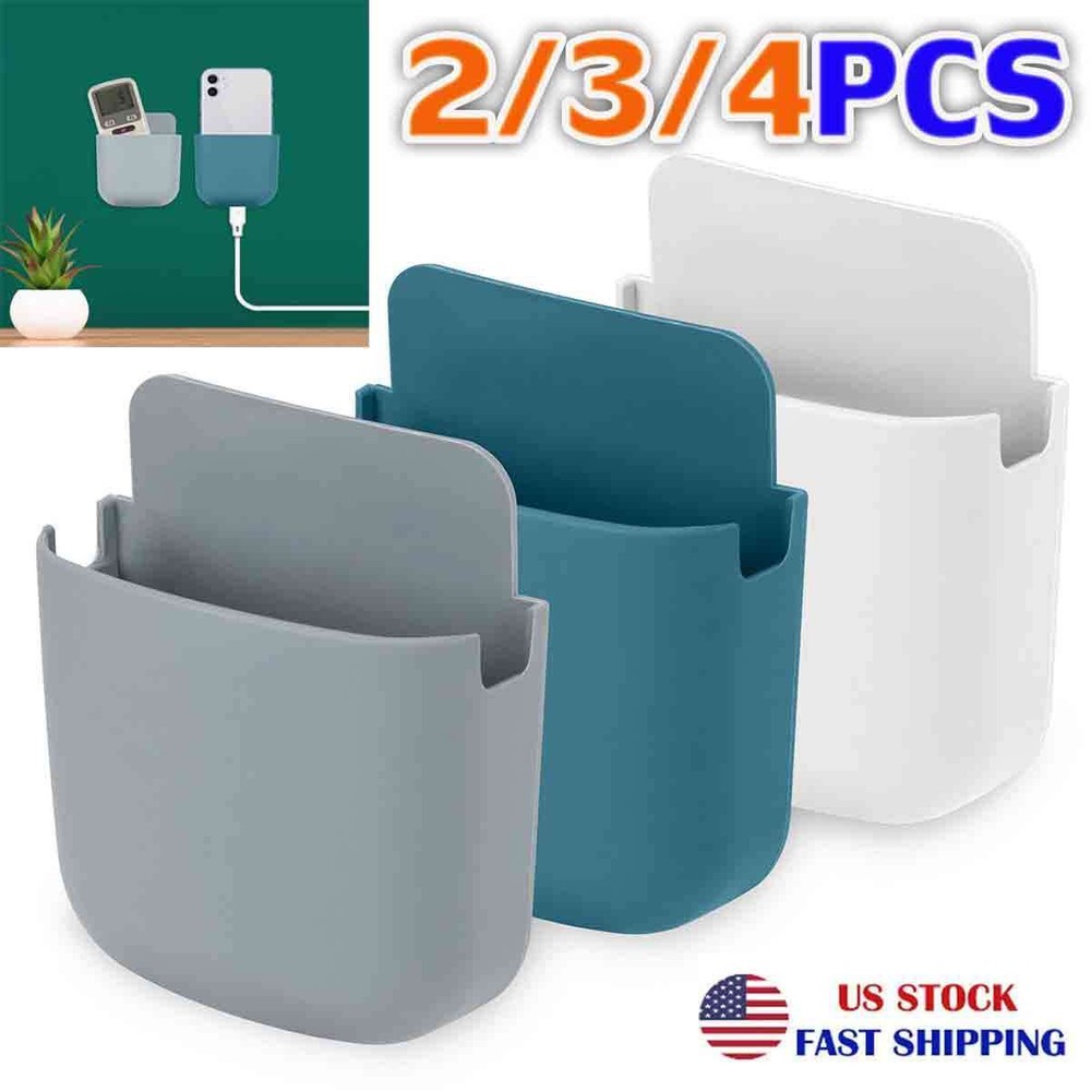 2~4PCS Punch-Free Rack Hanging Box Remote Control Holder Phone Storage Organizer