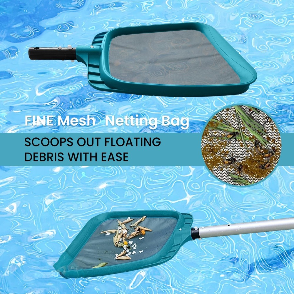 Pool Cleaning Kit Fine Mesh Deep Pool Rake Leaf Skimmer Net No Pole
