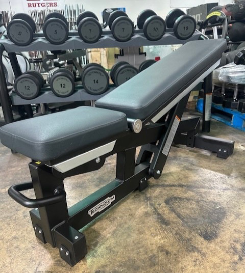 TechnoGym | Urethane Coated KG Dumbbell Set w/ Rack & Adjustable Bench