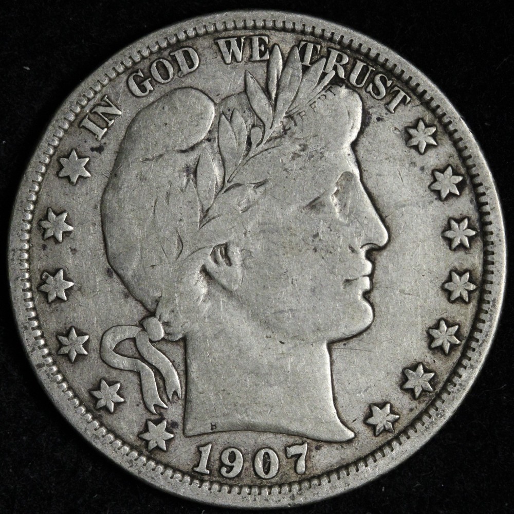 1907-D Barber Silver Half Dollar FINE E210 TOIV