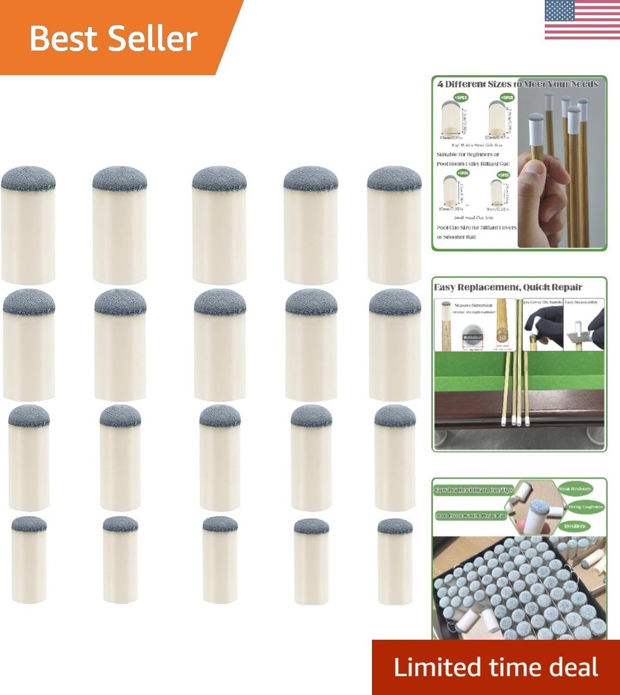 Quick Repair 20-Pack Pool Cue Tips - Improve Your Game with 4 Size Options