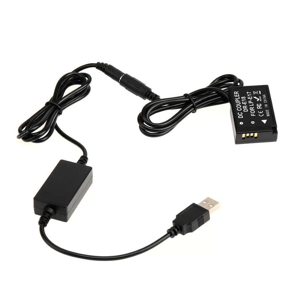 DR-E18 DC Coupler LP-E17 Dummy Battery+USB Power Cable For Canon EOS RP 77D 200D