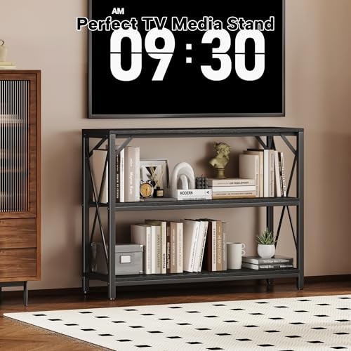 Entry Table 40" Width, 3-Tier Entryway Table with Storage, 40 inch Black