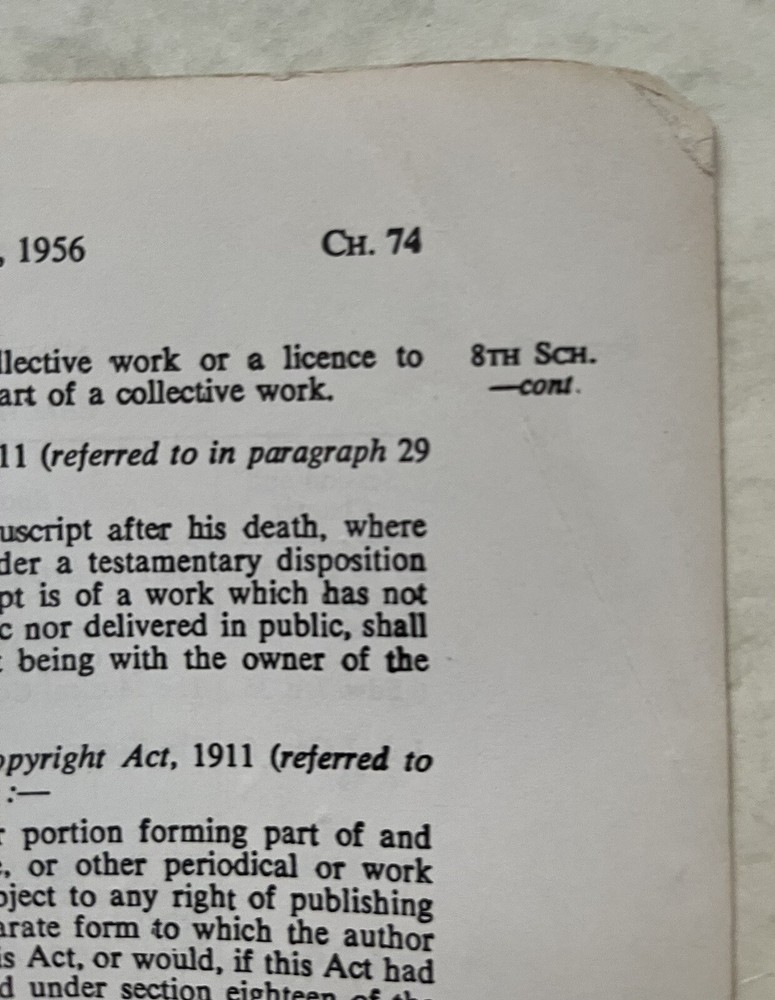 Copyright Act, 1956 4&5 Eliz. 2 Ch. 74