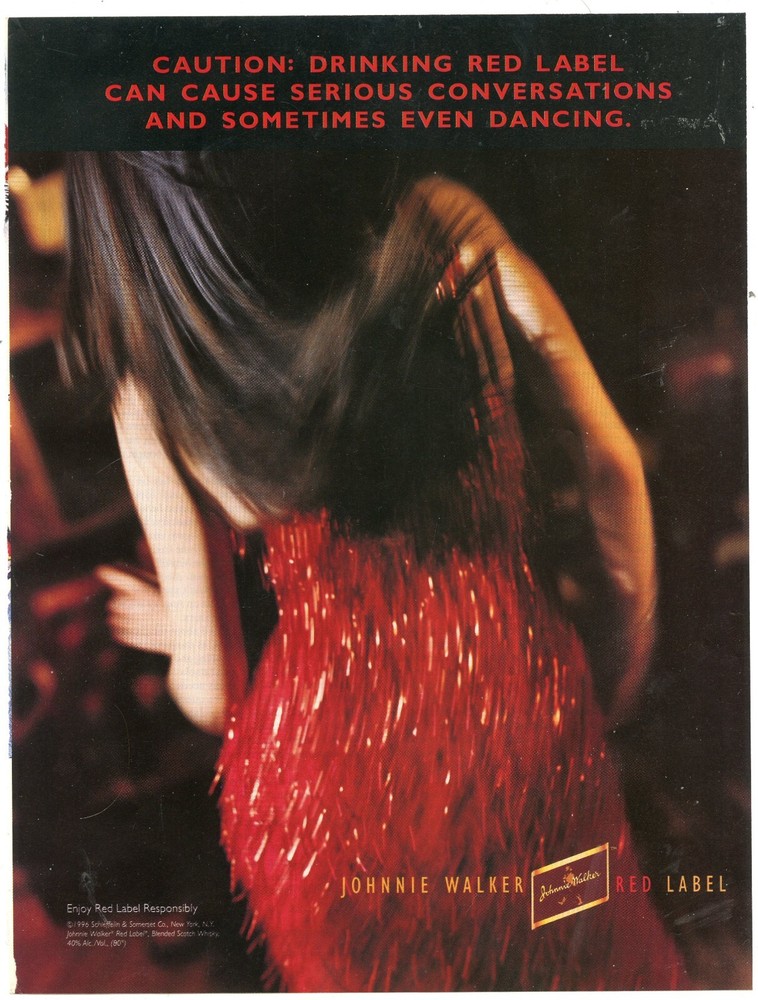 DANCING JOHNNIE WALKER RED LABEL ORIGINAL PRINT AD