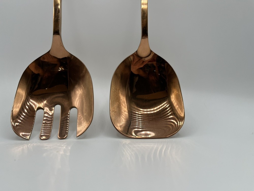 Copper MCM Style Salad Serving 2 Piece Set Long Handle 13"