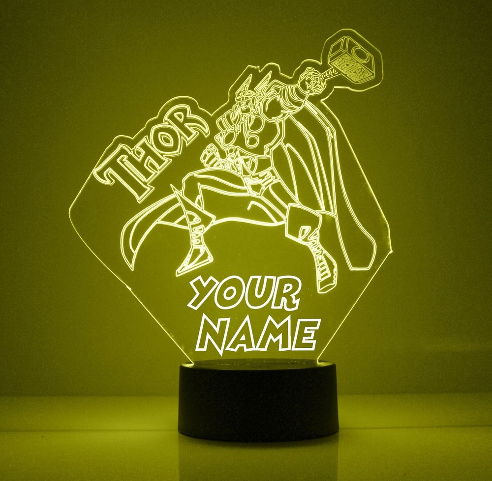 Thor Personalized Marvel Avengers LED Night Light Lamp with Remote Control