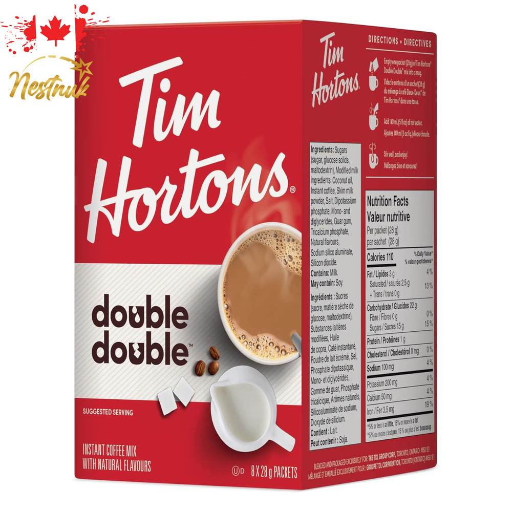 Tim Hortons Double Double Instant Coffee Packets | 8 Count