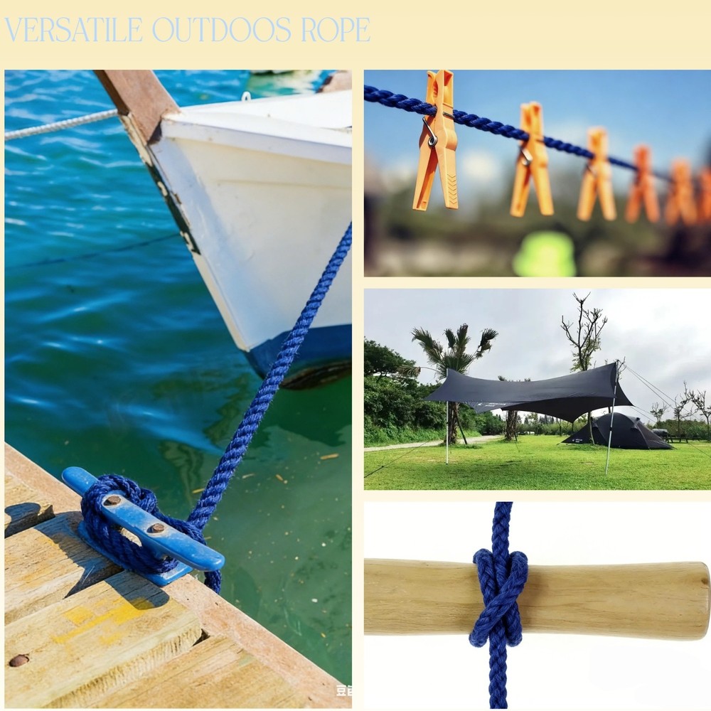 5/8'' 140FT Smooth Polypropylene Blue Solid Braid Rope