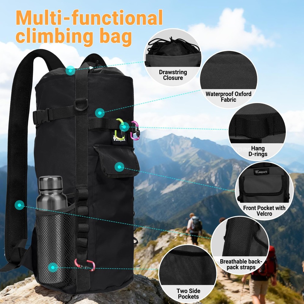 Rock Climbing Rope Storage Bag - Large Capacity Tree Rope Storage Backpack, W...