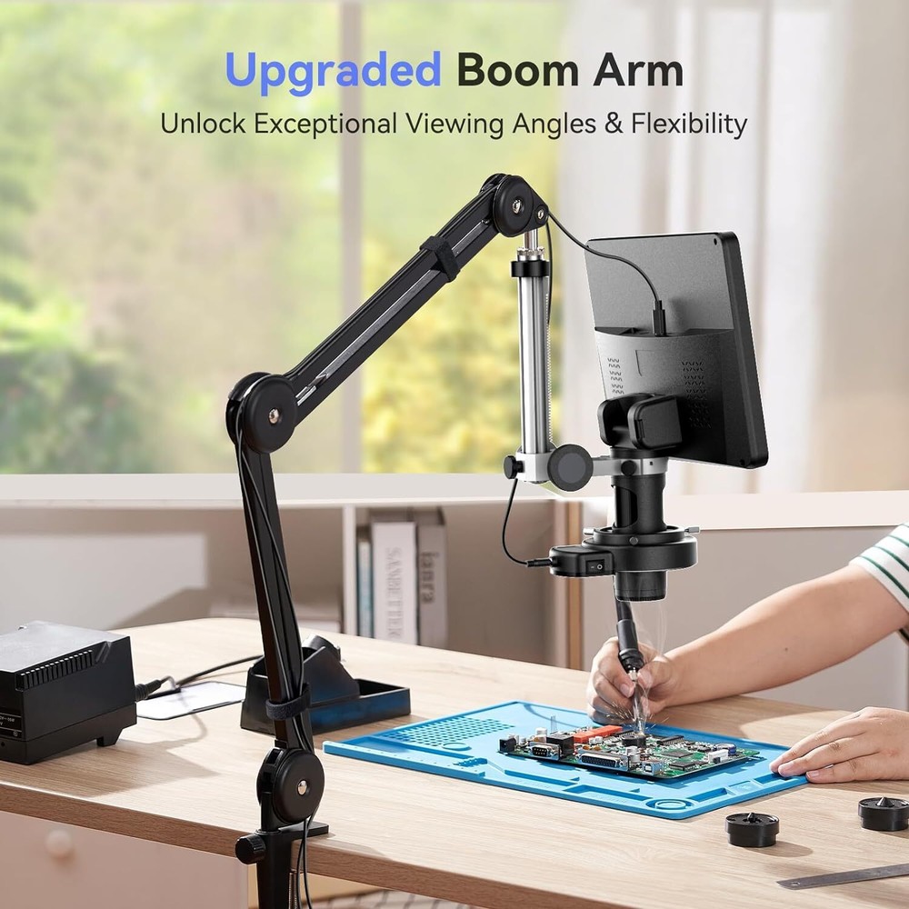 TOMLOV Digital Soldering Microscope 2000X 360° Flex Arm Stand Coin Microscope
