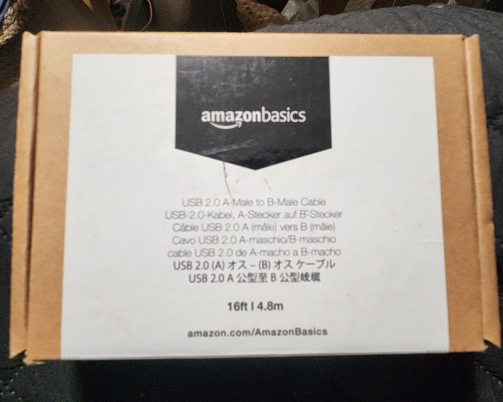 NEW Amazon Basics USB-A -USB-B2.0 16ft Black Cable for Printer/External Drives