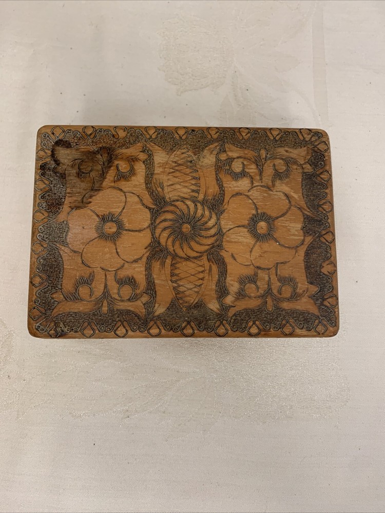 Vintage Hand Carved Cigarette Box