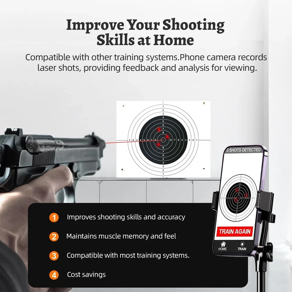 9mm Laser Training Cartridge Dry Fire Training System for Dry Fire Practice a...