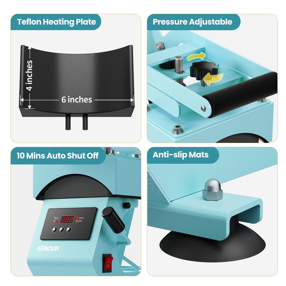 Hat Press Heat Machine for Caps with Presice Temp&Timer Control, Timer Blue