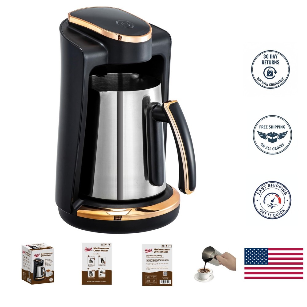 One-Touch Mediterranean Coffee Maker - Automatic Turkish & Greek Machine 250ml