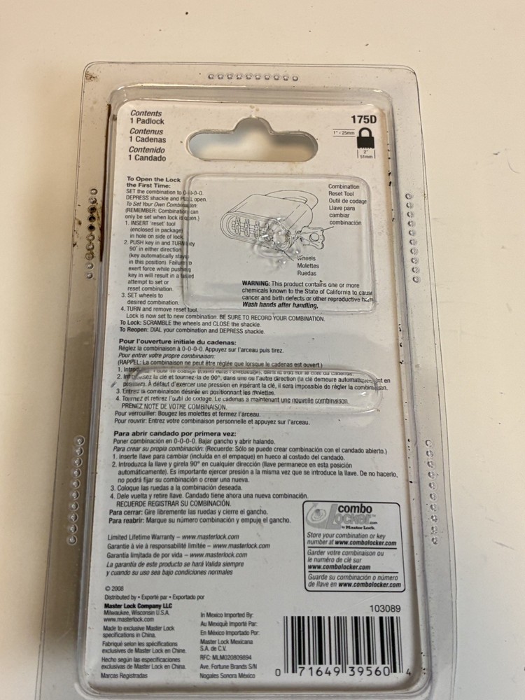 Master Lock 175D Combination Padlock