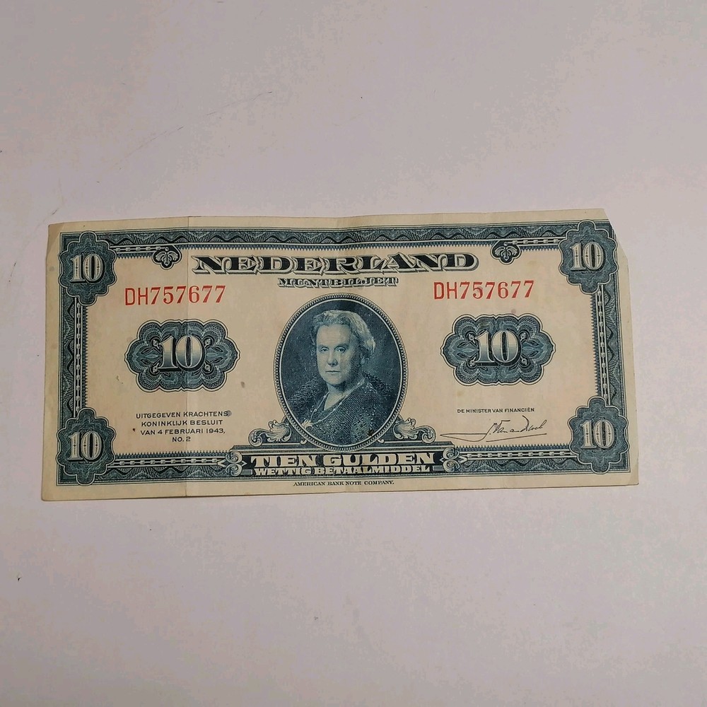 Ten Guilder Note, Netherlands, 1943