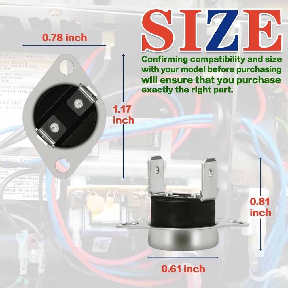 31091 Limit Switch 190℉ Replacement 2-Pack, Fit for At-wood/Hy-dro Flame/Do