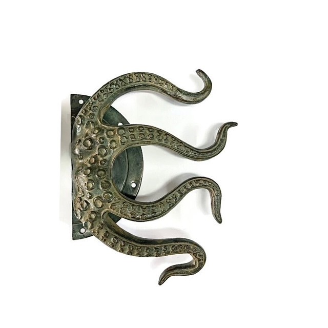 Rustic Solid Brass Octopus Tentacle Door Handle — Heavy, Hand‑Made GRAB PULL