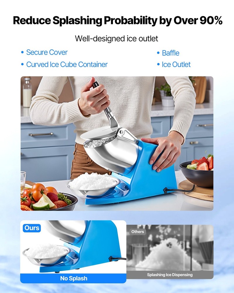 Electric Ice Crusher - 286LBS/H Snow Cone Maker, Compact & Efficient