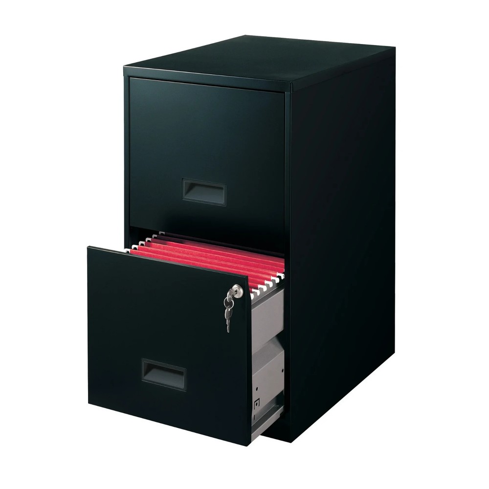 Space Solutions 18" Deep 2 Drawer Letter Width Vertical File Cabinet, Black